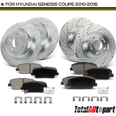 Rotor de freno perforado y pastilla de freno para Hyundai Genesis Coupe 2010-2016 delantero y trasero Foto 1 de 4