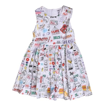 DOLCE & GABBANA Kids Dress White Cartoon Print Sleeveless A-line s. Tag 8 690usd - Image 1 of 4
