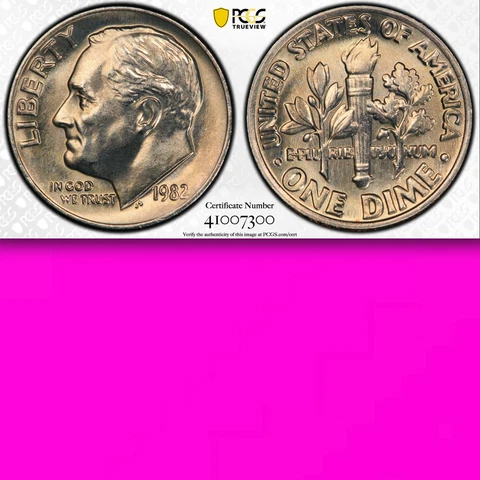 1982 No-P PCGS MS66FB Full Bands SUPERKEY No Mintmark SLEEPER Roosevelt Dime 10C Cover