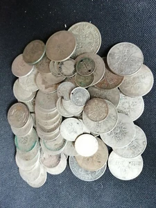 15 Oz Silbermünzen vor 1947 Threepence Sixpence Shilling Halfcrowns Schrott - Bild 1 von 1