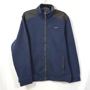 VTG Calvin Klein Jeans Fleece Jacket Mens Sz L/G Navy Full-Zip Mock Neck Bomber - Picture 1 of 9