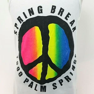 Vtg 90s PALM SPRINGS Tank Peace Sign SPRING BREAK 1990 USA Single Stitch Men L * - Picture 1 of 8