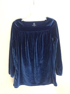 Lands’ End Girls Velvet Velour Navy Blue Holiday Size S 4Y Swing Dress - Picture 1 of 5