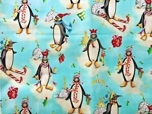 Baumwolle Quilt Stoff Weihnachten Pinguin Debbie Taylor Kerman von 1/2 Yard