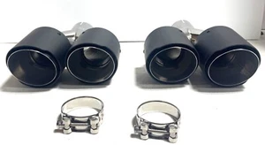 Dual 4" Quad Staggered Gloss Black Exhaust Tips Fits Chevy Camaro 2010-2023 CUT - Picture 1 of 10