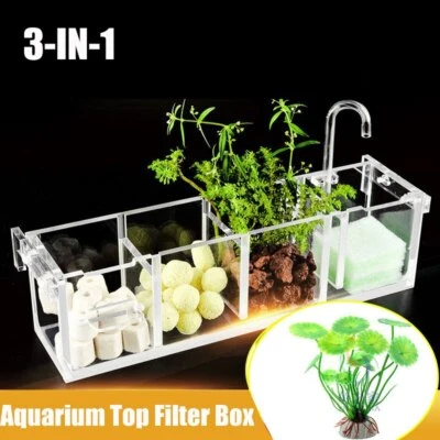 3-in-1 Transparent  Aquarium Filter Boxes External Hanging Water Purifier - Image 1 of 4