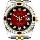 Rolex Datejust 31 Mm Ruby & Diamond Bezel Red Vignette Diamond Dial
