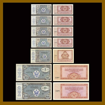 Copy Military Payment (MPC) 1 5 10 25 50 Cents / Dollars (7 Pcs Set), Series 472 - Image 1 of 4