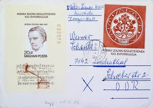 HUNGRÍA Cover Kisvarda - DDR GDR Zoltan Kodaly Composer Mini Hoja X538 - Imagen 1 de 1