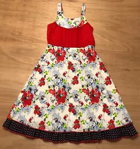 vtg Girls Fit N Flare Cotton Dress sz 12 Cottagecore Western Prairie Floral - Picture 1 of 11