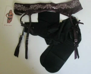 Conjunto de liguero y medias de encaje púrpura Popsi lencería talla X-grande estilo 8532 - Imagen 1 de 2