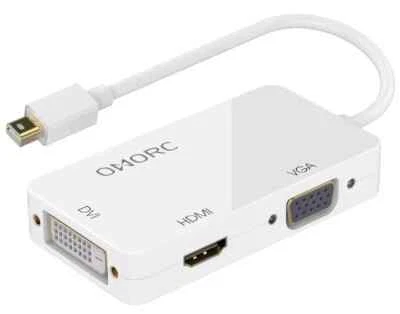 OMORC 3-in-1 Mini DisplayPort (Thunderbolt) to DVI VGA HDMI TV Adapter Cable - Image 1 of 4