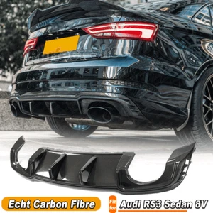 Passt für Audi RS3 8V 2017-2019 Carbon Diffusor Heckdiffusor Spoiler Heckschürze - Picture 1 of 14