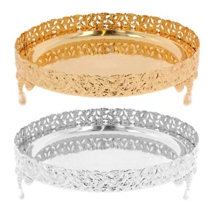 Gold Serviertablett große Platte Dekoteller rund verspiegelt Paandan Tablett - Bild 1 von 19