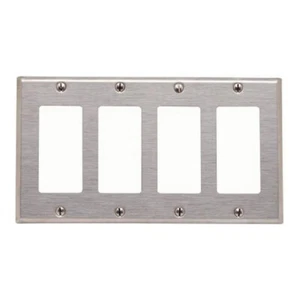 5 pc NEW 4-Gang Decorator Brushed Stainless Steel Wall Plate Decora Wallplate - Picture 1 of 1
