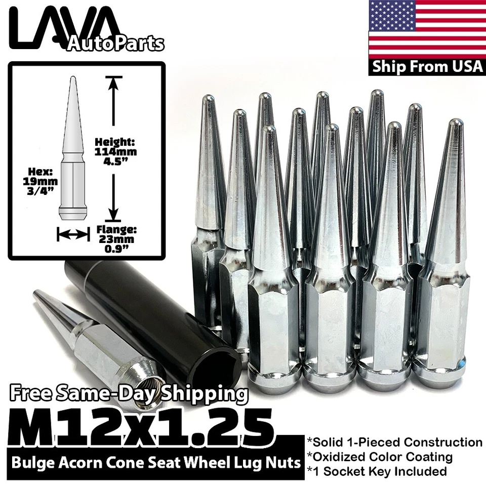 24x 铬 12x1.25 Spike Lug Nut Fit 探路者 Frontier Titan 售后市场边缘 — 第 1/4 张图片