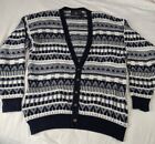 Vintage Lake Harmony Rowing Stripe Knit Men's Cardigan Sweater Size Large