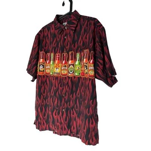 Vintage Big Dogs Mens Size Small Medium S/M Button Shirt Hot Sauce Flames - Picture 1 of 5