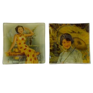 Antiguo juego de platos chinos pintados a mano de principios del siglo XX - Imagen 1 de 7