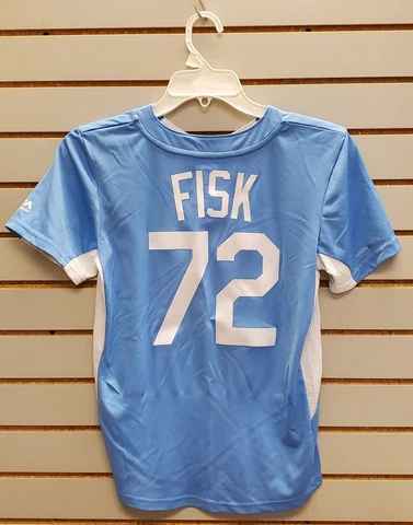 Carlton Fisk Chicago White Sox blue MLB Majestic fashion jersey youth m NEW Cover