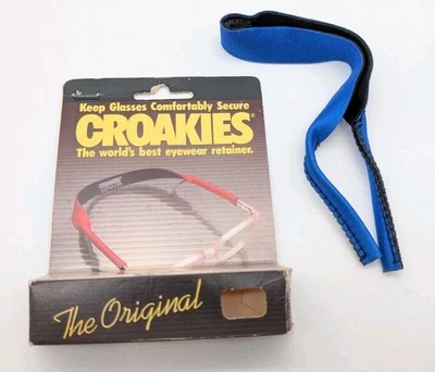 Correa de retención de gafas de sol croakies vintage nueva en caja AZUL Foto 1 de 4
