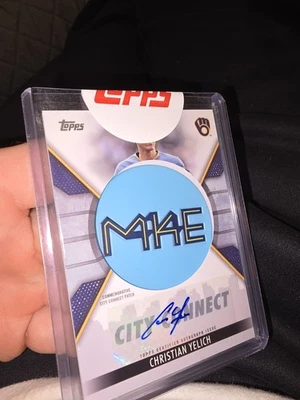 2023 Topps Series 1 Christian Yelich 9/25 Autographed Parallel Patch Card - Image 1 of 3
