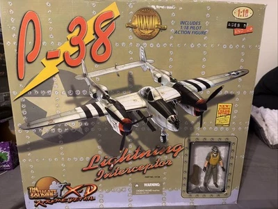 P-38 Lightning Interceptor D-Day Markings 21st Century Toys 1:18 Scale Sealed - Image 1 of 4