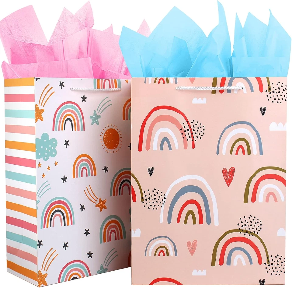 Gift Bag for Girls, Birthday Large Gift Bag Bulk Set Included 2 Pack Paper Gift - Image 1 of 4