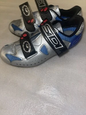 Sidi Mountain Bike Cycling Shoes Men’s size 39 W  US 6 EUC Silver Blue - Image 1 of 4