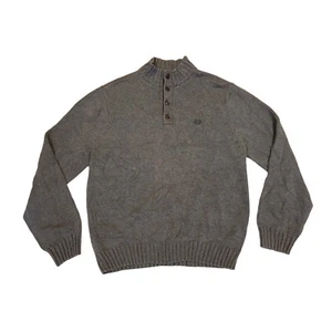Jersey Ralph Lauren Chaps | Suéter abotonado tejido algodón gris diseñador vintage - Imagen 1 de 4