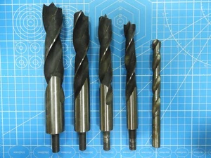Lot of 5 twist Drills 1 inch 7/8 inch 3/4 inch 5/8 inch and 29/64 inch - Picture 1 of 1