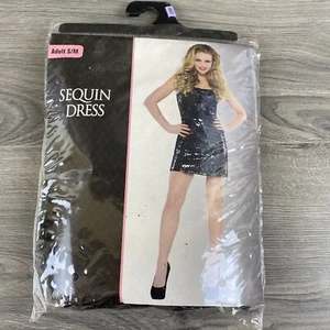 Sexy Basic Black Sequin Dress Halloween Costume Adult S/M Fancy Dress Up - Picture 1 of 12