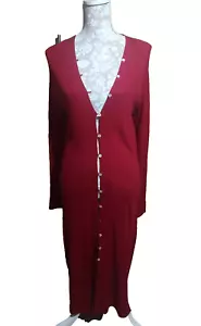 John Richmond Burgundy Cardigan Button detail Extra long BNWT Size S RRP £230. - Picture 1 of 12