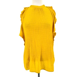 Maeve Anthropologie hellgelbe ärmellos Rüschen Top Bluse Medium Fairycore - Bild 1 von 7