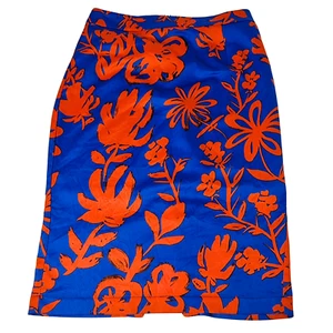 Ojay Women's Mid Length Skirt Size 10 Blue Orange lined polyester - Picture 1 of 16