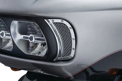 Acentos de ventilación de faros de malla cromada Kuryakyn 6518 Harley Road Glide FLTR 15-18 Foto 1 de 2