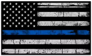 Thin Blue Line American Flag Sticker Decal (Select your Size) - Picture 1 of 2