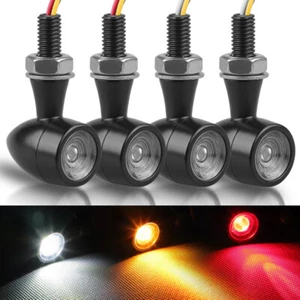 Motorcycle LED Mini Amber White Red Brake Running Turn Signal Light Indicator - Picture 1 of 27