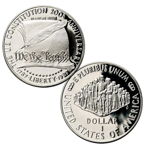 1987 S US Mint Constitution Proof Silver Dollar  ~ Pristine Cover