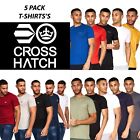 Mens Crosshatch 5 Pack T-Shirts Crew Neck Short Sleeve 100% Cotton Lounge Top