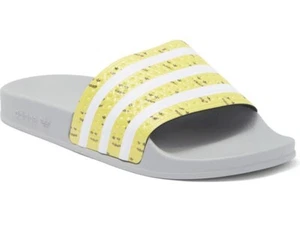 NEW ADIDAS ORIGINALS MEN'S ADILETTE TREFOIL SLIDES ~ SIZE 12 GY1336 GREY/YELLOW - Picture 1 of 5