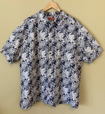Camisa Havanera Para Hombre Talla XXL Azul Tropical Hawaiana Abotonada Lino Algodón Usada en Excelente Condición Foto 1 de 4