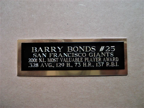 Barry Bonds Giants 2001 NL MVP Award Baseball Card Plaque Nameplate 1" X 3" Cover