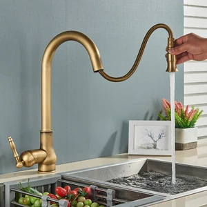 Rubinetto cucina estraibile doccetta 360°monocomando lavello ottone Miscelatore - Foto 1 di 12