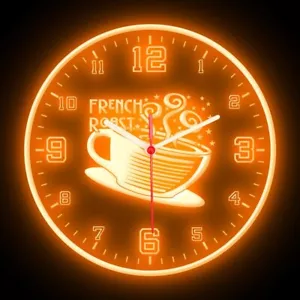 Espresso Cappuccino Coffee Cafe Shop Home Decor Colorful Flexible Neon Clock 10" - Picture 1 of 16