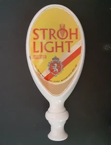 Vintage Stroh's Light Beer Tap Handle White Tapper 6 1/2" Inch Please Read - Picture 1 of 3