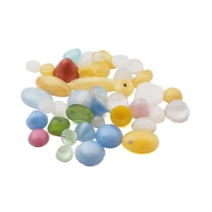 Lot (40) Czech vintage assorted satin moonglow glass cabochons headpin beads - Picture 1 of 2
