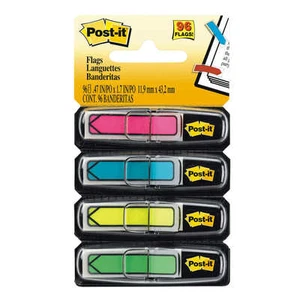 96 Post-It BRIGHT 4 COLOR ARROW FLAGS dispenser office HiLite 3M MMM post It - Picture 1 of 1