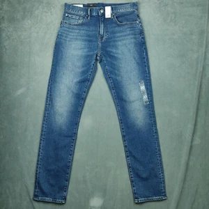 NEW Gap Jeans Mens 30x32 Medium Wash Faded Blue Denim Slim Straight Stretch Flex - Picture 1 of 11