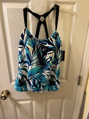 Top de baño Jantzen para mujer. Nuevo con etiquetas. Blanco, verde, azul. Talla 10. Foto 1 de 4